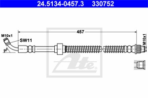 Bremseslange, Framaksel, Nede, Øvre, NISSAN,OPEL,RENAULT,VAUXHALL, 44 03 645, 46201-00QAC, 82 00 057 460, 82 00 673 551, 9111645
