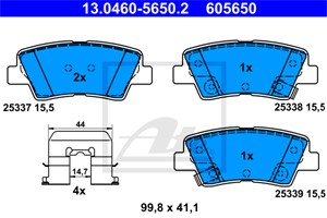 Bremseklosser sett, Bakaksel, HYUNDAI,KIA,SSANGYONG