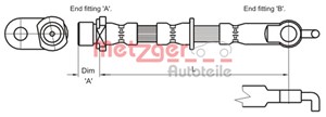 Bremseslange, Foran venstre, TOYOTA YARIS, YARIS VERSO, 90947-02C32, 90947-02D77