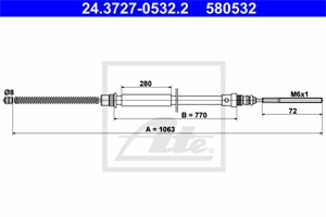 Kabel, parkeringsbremse, Bakre venstre, Høyre bak, CITROËN,FIAT,PEUGEOT, 1473322080, 4745 F2, 4745 G9