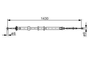 Kabel, parkeringsbremse, Foran, Høyre, Senter, FORD FIESTA VI, FIESTA Van VI, KA, 1541338, 9S512A603AA