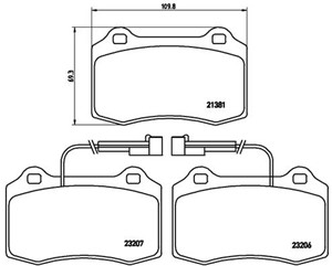 Bremseklosser sett, ALFA ROMEO,CHRYSLER,DODGE,FIAT, 71770978, 71772533, 77362227, 77362239, 9947643, 9949509, 9949533, 9950812