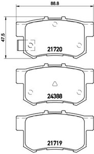 Bremseklosser sett, Bakaksel, FIAT SEDICI, HONDA CIVIC Sedan VIII, SUZUKI SX4, SX4 Sedan, 0000071768576, 06430S5AE50, 43022S2AE50, 55800