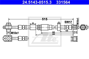 Bremseslange, Framaksel, SEAT Mii, SKODA CITIGO, E-CITIGO, VW LOAD UP, UP!, 1S0 611 701