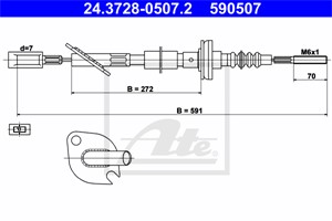 Kabel, clutchbetjening, FIAT CINQUECENTO, SEICENTO / 600, SEICENTO / 600 Skåp/halvkombi, 7680262