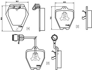 Bremseklosser sett, AUDI 100 C4 Avant, 100 C4 Sedan, A6 C4, A6 C4 Avant, A8 D2, 441698151G, 4A0698151B, 4A0698151D, 4B3615118A, 4D069815