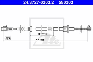 Kabel, parkeringsbremse, Bak, CITROËN AX, 95 604 194