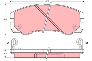Bremseklosser sett, Framaksel, ISUZU,OPEL,VAUXHALL, 09192177, 16 05 619, 1605852, 8970352570, 8970352571, 8970352571X, 8970475260, 89704