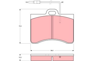Bremseklosser sett, Framaksel, CITROËN CX I, CX II, CX Break I, CX Break II, SM, PEUGEOT 605, 4252 81, 5453876, 5453876S, 95 565 562, 95