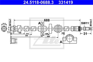Bremseslange, Framaksel, BMW,PORSCHE, 34 32 6 775 261