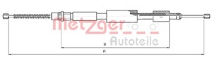 Kabel, parkeringsbremse, Bak, Høyre bak, Høyre, CITROËN ZX, PEUGEOT 306 Cabriolet, 4745.G1, 96032564