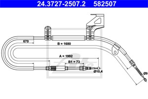 Kabel, parkeringsbremse, Høyre bak, SKODA SUPERB I, 3BD 609 722