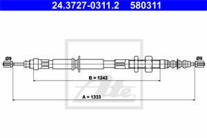 Kabel, parkeringsbremse, Foran høyre, CITROËN XANTIA, XANTIA Break, 4745 G6, 96 121 652