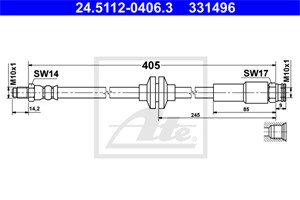 Bremseslange, Framaksel, FIAT,JEEP,OPEL,VAUXHALL, 5 62 385, 51814431, 51941550, 52033883, 95510338