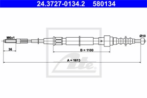 Kabel, parkeringsbremse, Bak, VW CORRADO, GOLF II, GOLF III, VENTO, 1H0 609 721 A, 535 609 721 A