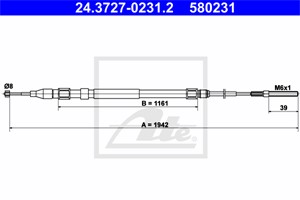 Kabel, parkeringsbremse, Bak, BMW X5 [E53], 34 41 1 165 699