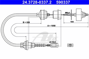 Kabel, clutchbetjening, CITROËN,FIAT,PEUGEOT, 1312633080, 1318450080, 2150 J4, 2150 T6