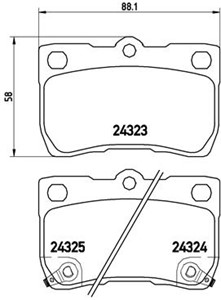 Bremseklosser sett, Bakaksel, LEXUS GS, IS II, IS C, TOYOTA CROWN, MARK X I, 0446622190, 044662219079, 0446630210, 0446630230, 044663024