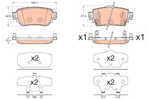 Bremseklosser sett, Bakaksel, NISSAN QASHQAI SUV II, QASHQAI VAN II, X-TRAIL, RENAULT KADJAR, 44 06 066 33R, D4060-4CA0A, D4060-4EA0A