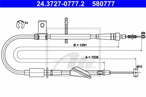Kabel, parkeringsbremse, Bakre venstre, OPEL AGILA, VAUXHALL AGILA Mk I, 47 06 689, 9211156