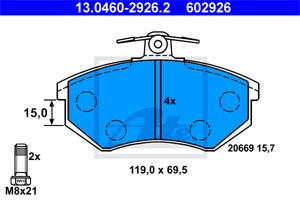 Bremseklosser sett, Framaksel, AUDI 80 B2 Sedan, 90 B2, COUPE B2, COUPE B3, 853 698 151 A, 853 698 151