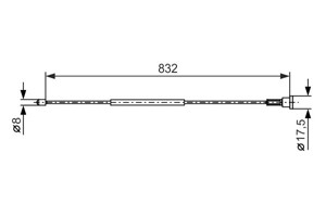 Kabel, parkeringsbremse, Foran, Høyre, Senter, OPEL CORSA C, CORSA C Skåp/halvkombi, TIGRA TwinTop, VAUXHALL CORSA Mk II, TIGRA TwinTop,