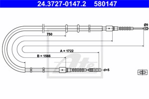 Kabel, parkeringsbremse, Bak, AUDI 80 B4 Avant, 80 B4 Sedan, 8A0 609 721 AF, 8A0 609 721 T