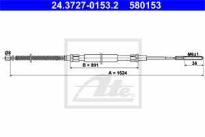 Kabel, parkeringsbremse, Bak, VW PASSAT B3/B4, PASSAT B3/B4 Variant, 3A0 609 721 B, 3A0 609 721