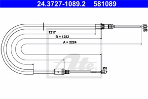 Kabel, parkeringsbremse, Bak, RENAULT LAGUNA III, LAGUNA Coupé, LAGUNA Grandtour III, 36 53 000 01N