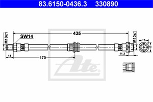 Bremseslange, Bakaksel, Ved bremsekaliper, BMW X5 [E70], X6 [E71, E72], 34 30 6 776 293, 34 30 6 788 437