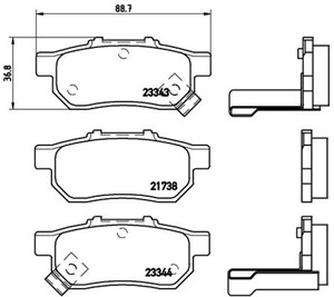 Bremseklosser sett, Bakaksel, HONDA, 43022504E03, 43022S04E01, 43022S04E02, 43022S04E03, 43022SAAE51, 43022SAAJ51, 43022SO4E02, 43022SO4