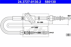 Kabel, parkeringsbremse, Bak, AUDI 100 C3 Avant, 100 C3 Sedan, 200 C3 Avant, 200 C3 Sedan, 443 609 721 E, 443 609 721 G