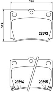 Bremseklosser sett, Bakaksel, MITSUBISHI GALLOPER, PAJERO II, PAJERO Canvas Top II, PAJERO SPORT I, PAJERO SPORT II, PAJERO SPORT III, 4