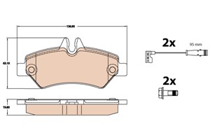 Bremseklosser sett, Bakaksel, MERCEDES-BENZ, 004 420 69 20, A 004 420 69 20