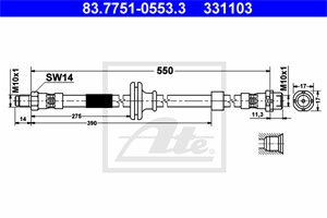 Bremseslange, Foran, BMW X3 [E83], 34 30 3 414 661