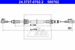 Kabel, parkeringsbremse, Foran, NISSAN,OPEL,RENAULT,VAUXHALL, 36402-00QAA, 44 03 487, 45 00 250, 77 00 311 216, 9111487, 9160550