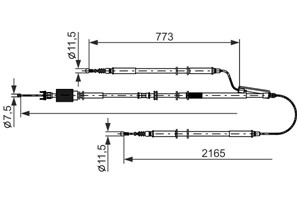 Kabel, parkeringsbremse, Senter, OPEL,VAUXHALL, 23227763, 5 22 158