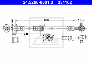 Bremseslange, Framaksel høyre, NISSAN QASHQAI / QASHQAI +2 I, QASHQAI SUV II, 46210-JD000