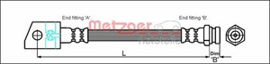 Bremseslange, Bakaksel, Senter, OPEL FRONTERA A, FRONTERA A Sport, 562 307