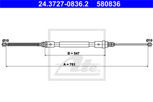 Kabel, parkeringsbremse, Høyre bak, PEUGEOT 406, 406 Break, 4745 R2