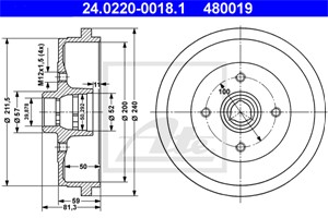 Bremsetrommel, Bakaksel, AUDI,SEAT,SKODA,VW, 115 330 192, 191 501 615 A, 1H0 501 615 A, 1H0 501 615, 323 501 615, 331 501 615 A, 5U0 501