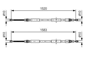 Kabel, parkeringsbremse, Senter, RENAULT ESPACE III, 60 25 313 181, 60 25 313 182, 60 25 370 468, 60 25 537 468