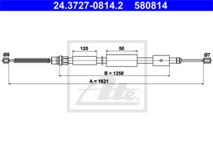 Kabel, parkeringsbremse, Bakre venstre, PEUGEOT 306 Cabriolet, 4745 F7