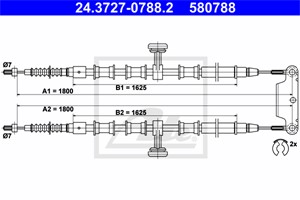 Kabel, parkeringsbremse, Bak, OPEL SIGNUM Halvkombi, VECTRA C Kombi, VAUXHALL SIGNUM, VECTRA Mk II, 24420449, 5 22 011, 5 22 020, 931811