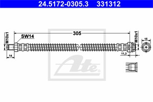 Bremseslange, Bakaksel, MERCEDES-BENZ, 204 420 00 48, 204 420 03 48, 204 420 08 48, 204 420 10 48, 230 420 01 48, A 204 420 00 48, A 204
