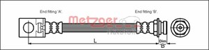 Bremseslange, Bakaksel mitten, JEEP CHEROKEE, 52005045, 52006861, 52007562, 52007562AC