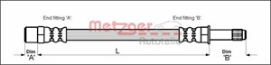 Bremseslange, Foran høyre, Foran venstre, MERCEDES-BENZ VITO Buss [W638], VITO Skåp [W638], V-KLASS [638/2], 638 428 08 35, 6384280835,