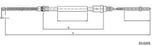 Kabel, parkeringsbremse, Bak, Venstre, PEUGEOT 406, 406 Break, 4745.H1, 9623328960, 9623328980