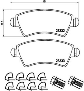 Bremseklosser sett, Framaksel, CITROËN XSARA, XSARA Coupé, PEUGEOT 206 CC, 206 Halvkombi, 425229, E172132, E172549