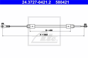 Kabel, parkeringsbremse, Bakre venstre, MERCEDES-BENZ A-KLASS [W168], 168 420 14 85, A 168 420 14 85